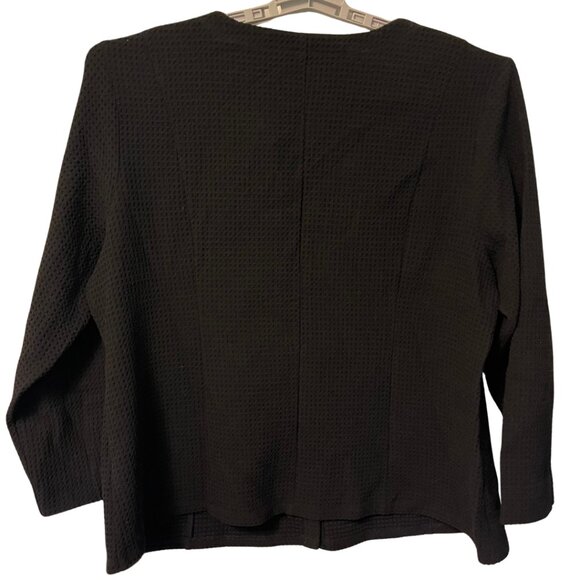 Eileen Fisher Woman Black Textured Snap Front Jacket Size 2X - Picture 4 of 7